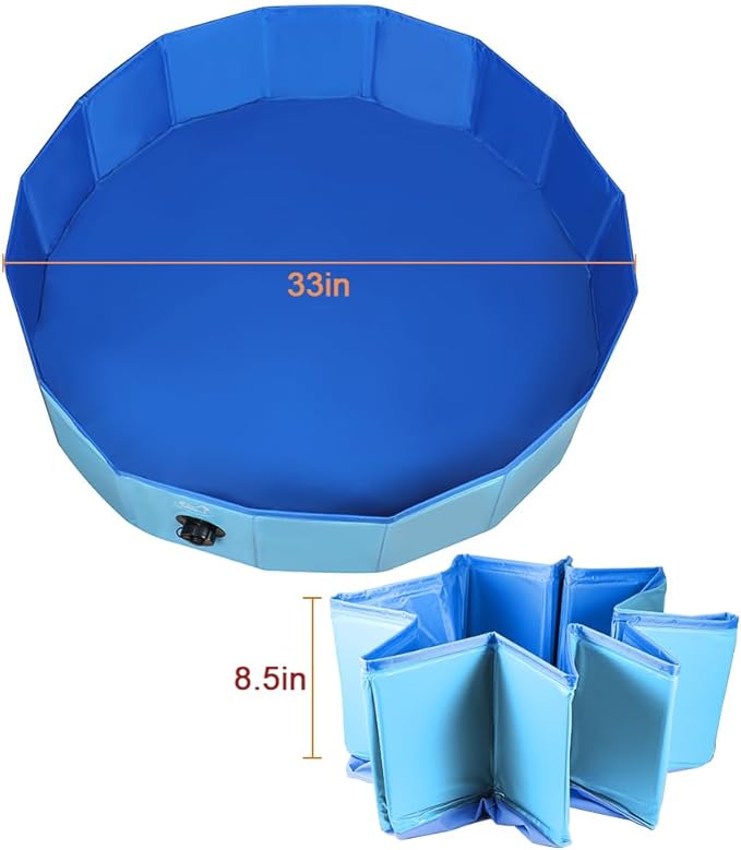Chicken Dust Bath Tub, Foldable 33" Chicken Bath Dust PVC Pet Sand Bath Pool for Chickens, Ducks, Cats, Dogs, Quails for Farms, Chicken Coops Lime (Blue)