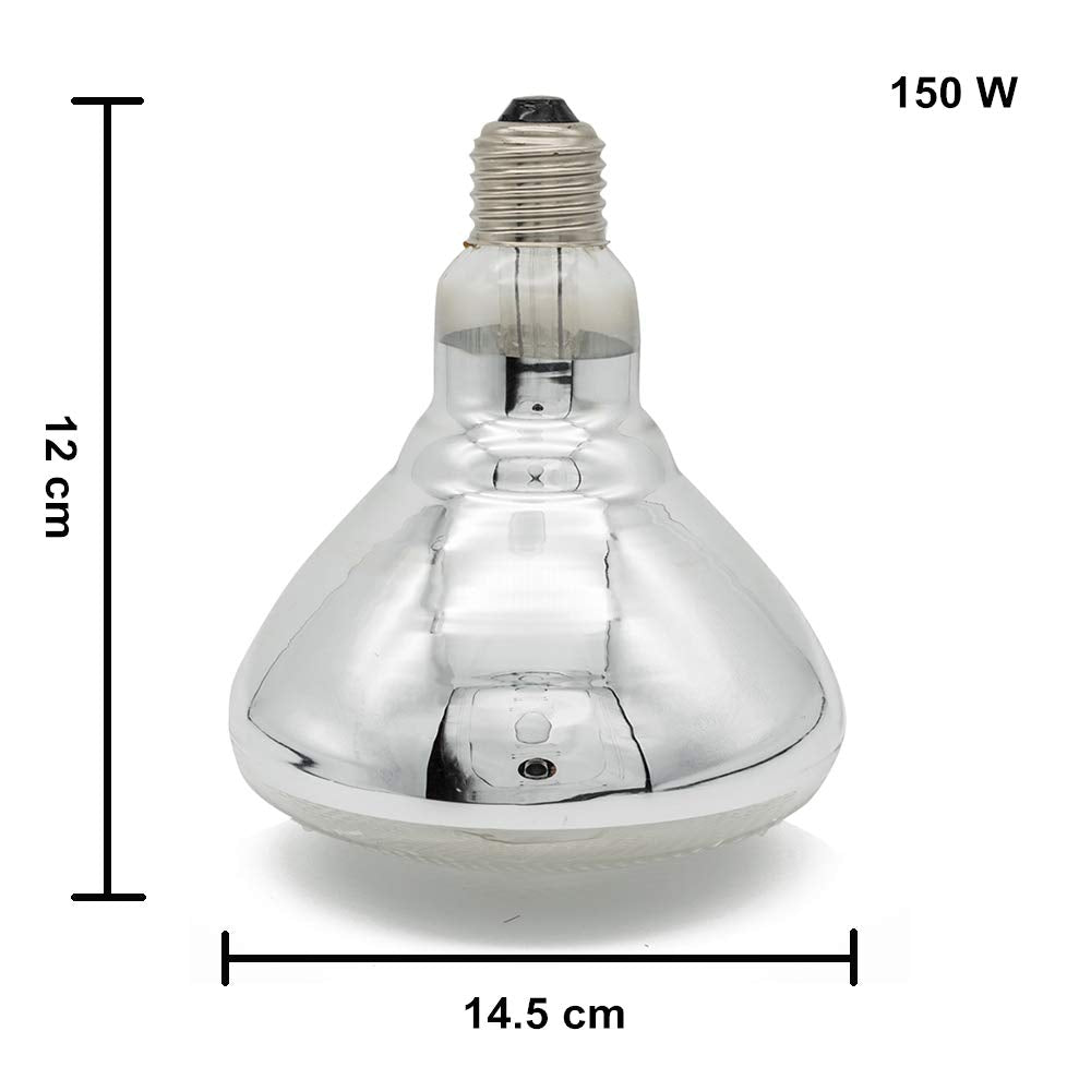 Fengrun Infrared Heating Lamp Clear Hard Explosion-Proof Glass UV Coating for Animal, Bathroom Warming Light Bulb (150w,120v)