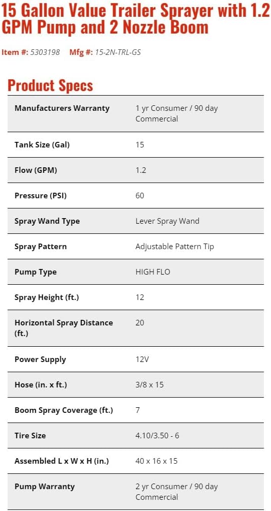 FIMCO 5303198 15-Gallon Trailer Sprayer with Powerful 1.2 GPM Pump, 2-Nozzle Boom, DU-Most Heavy-Duty Walnut Hand Scrub & Cleaner 16oz, Perfect for Lawn, Garden & Farm Use