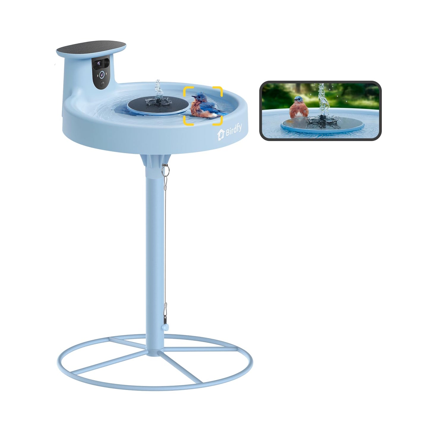 Birdfy Smart Bird Bath with Camera Solar Powered & Fountain & Stand, Dual-Lens Camera for Wildbird Watching, Auto Capture Bird Videos & Motion Detection (AI Lifetime)