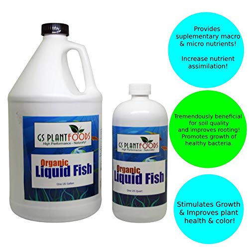 GS Plant Foods Organic Liquid Fish Fertilizer - Natures Growth Boost, OMRI-Certified, Hydrolyzed, Fish-Based, Organic Gardening Solution, 5 Gallons