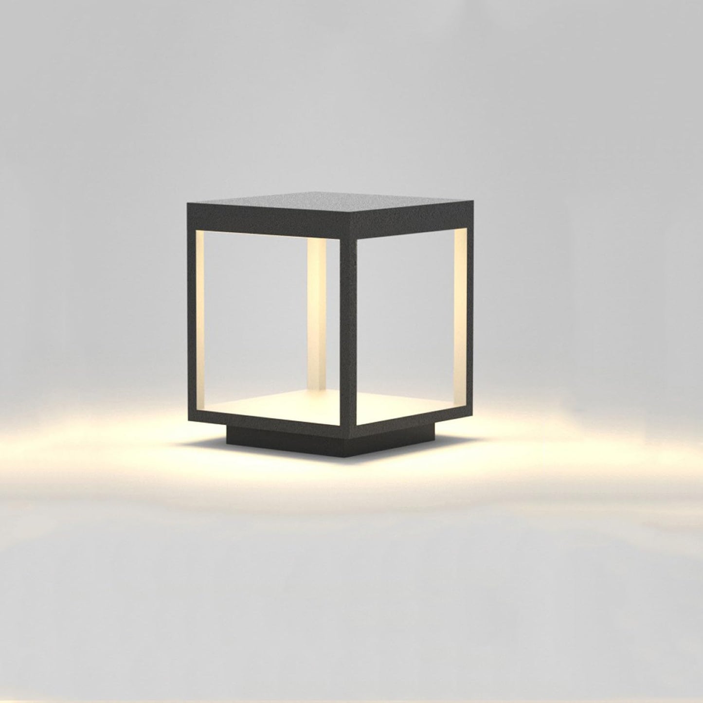 JHOTEC Solar Outdoor Post Lights,110V & 12V Voltage Can be Used Wired Lantern Column Lamp with E26 Base,Outdoor Column Lights,IP54 Waterproof,LED Post lamp,Deck Lights (Wiring, 16X16IN), Black