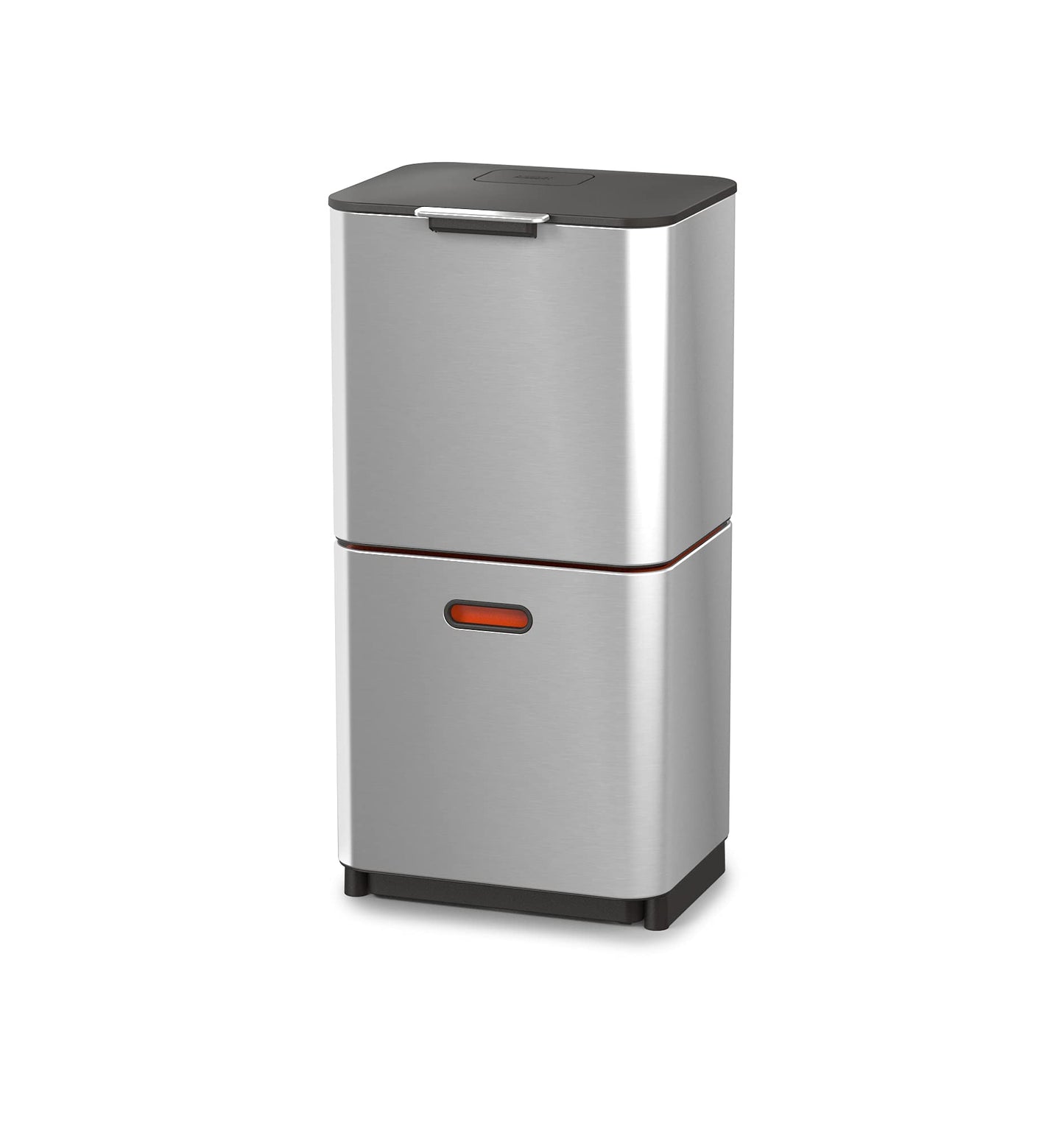 Joseph Joseph Totem Max 60 Liter/15.85 Gallon Waste Separation and Recycling Kitchen Trash Can with Odor Filter and Removable Food Waste Caddy, Stainless Steel