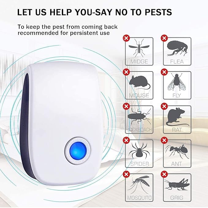 zybeauty Upgraded Ultrasonic Repellent Electronic Plug in Indoor Pest Control Repeller for Insects Mice Rodents Spiders Cockroach Bug Roach Mosquitoes 6 Packs