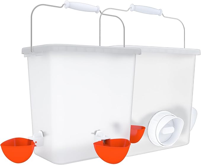 Large Automatic Chicken Feeder and Waterer Set Hanging Chicken Water Feeder Poultry Feed Bucket