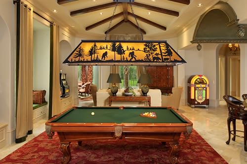 TOCHIC Tiffany Pool Table Lights, 5 Rustic Bigfoot Billiard Chandelier Lights for Over Table, 60" Farmhouse Western Billiard Light for Game Room Man Cave Club Barn