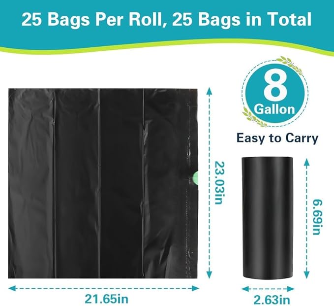 Portable Toilet Bags, Camping Toilet Bags, Biodegradable Toilet Bags with Drawstring & Lemon Scent, Compostable Bags for 5-8 Gallon Bucket Toilet Seat for Outdoor Camping Car Travel (25 pack)