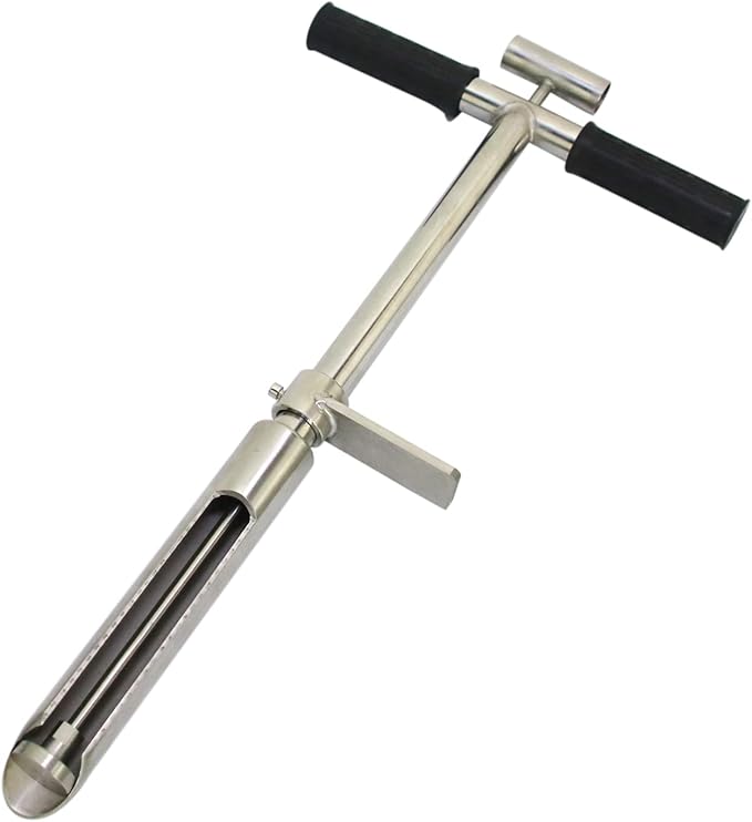 Soil Sample Probe 20” with Ejector and Foot Pedal,Soil Probe Stainless Steel T-Style Handle Soil Test Kit,Soil Probe Rod for Soil Sampling Plant Care/Agriculture/Garden/Farm