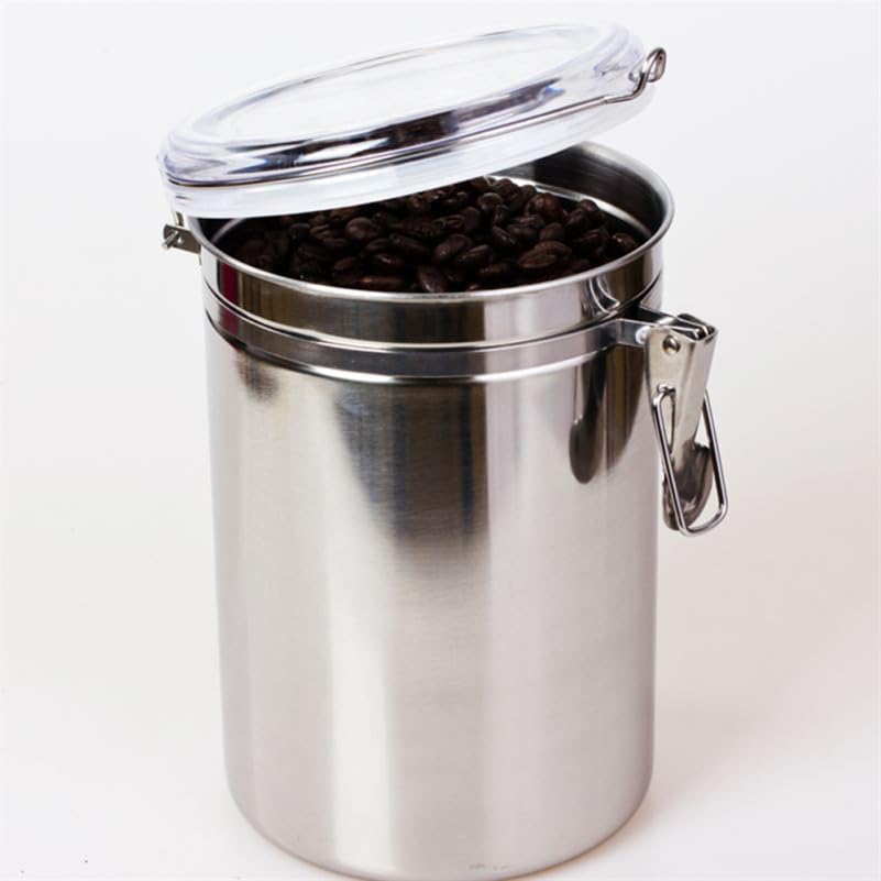 STOBAZA Stainless Steel Canisters for Kitchen, 65 Oz Airtight Food Storage Canister with Clear Lid, Metal Food Container for Sugar, Flour, Tea, Candy, Cookie, Spice