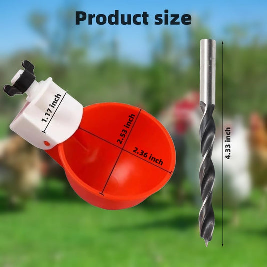 Chicken Waterer Cups, 12 Packs Poultry Water Feeder with Drill, Large Poultry Waterer Automatic Waterer for Chicken Coop, Duck, Chicks, Goose, Turkey, Bunny, Bird (Red, 12 Pack)