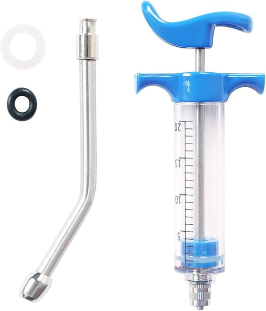 1 Pcs Goats Feed water filler, Drench Nozzle, Reusable, Adjustable Dosage, for Cattle, Sheep, Goats, Horse, Pig, Dog Supplies (Blue 20ml)