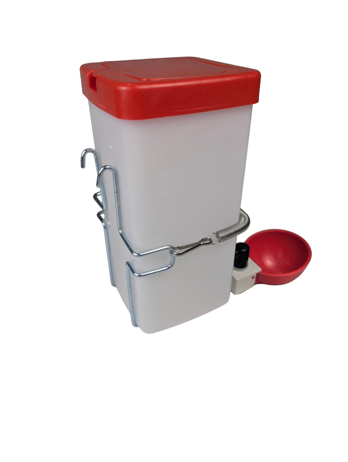 Hen's Choice™ 1L (32 oz) Drinker W/Cup, Nipple, & Wire Bracket for Poultry & Small Animals, Chick Waterer, Red