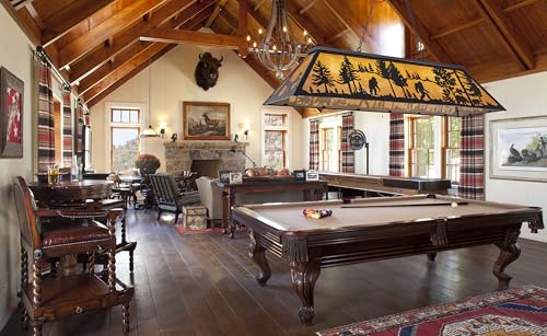 TOCHIC Tiffany Pool Table Lights, 5 Rustic Bigfoot Billiard Chandelier Lights for Over Table, 60" Farmhouse Western Billiard Light for Game Room Man Cave Club Barn