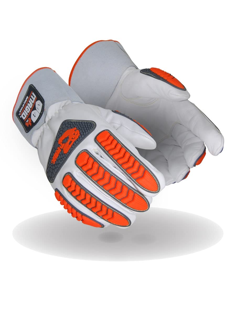 MAGID T-REX TRX848M Inferno Series Heat Resistant Welder's Gloves, 24 Pairs, Full Leather, Size 9/L, Red & Gray