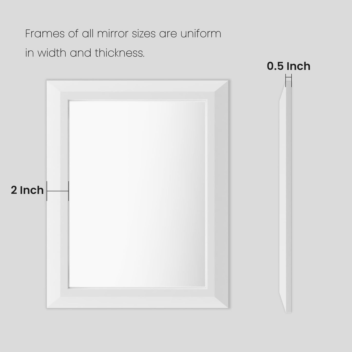Amorho Bathroom Mirror, 60X36 Inch White Thick Metal Framed Wall Mirrors for Over 2 Sinks, Bedroom, Living Room, Entryway, Large Rectangle Wall-Mounted Mirrors.