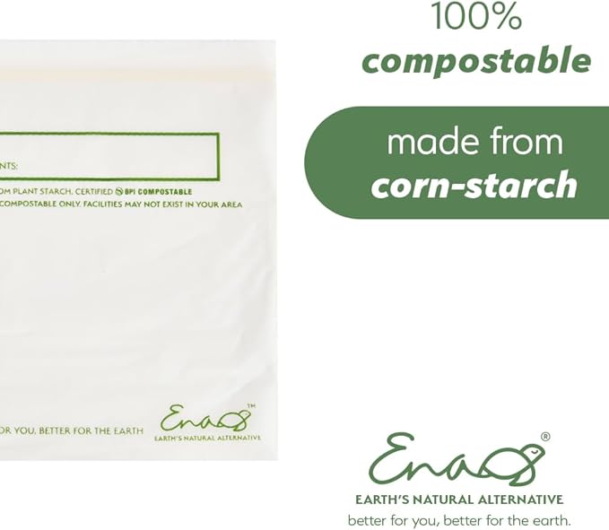 Earth's Natural Alternative Compostable Food Storage Bags, Reusable, Quart | Eco-Friendly | Freezer Safe | Resealable | 100 Count, Pack of 12