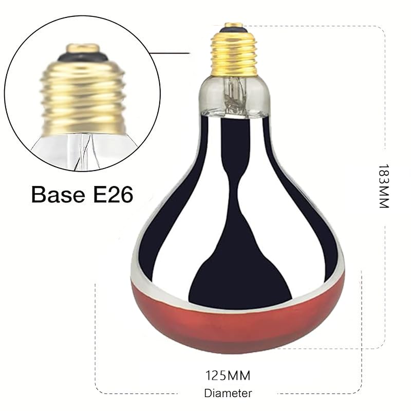 BONGBADA Heat Lamp Bulb R40 250 Watt 2 Pack Painted Red Infrared Glass Lamp Bulb for Food Service, Brooder Bulb, Chicks, Pet, Bathroom.