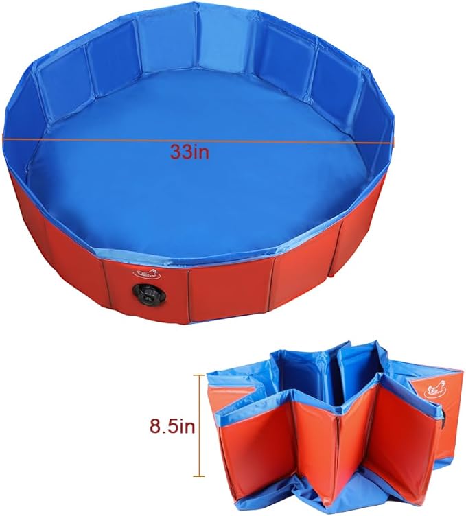 Chicken Dust Bath Tub, Foldable 33" Chicken Bath Dust PVC Pet Sand Bath Pool for Chickens, Ducks, Cats, Dogs, Quails for Farms, Chicken Coops Lime (Red)