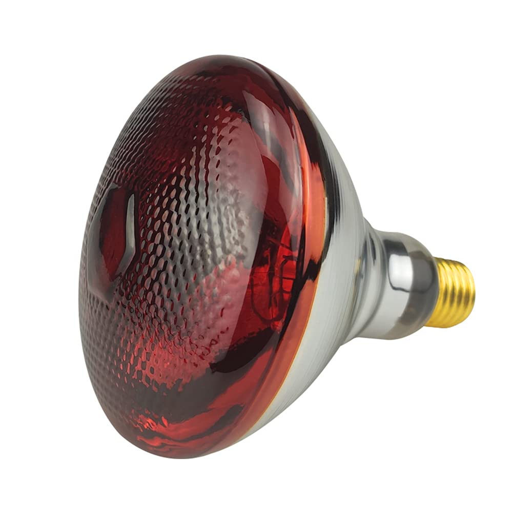 BONGBADA Heat Lamp PAR38 250W 2 Pack Red Infrared Heavy Glass Lamp Bulb for Food Service,Brooder Bulb,Chicks,Pet, Bathroom,Light Therapy,Reptiles and Amphibian.