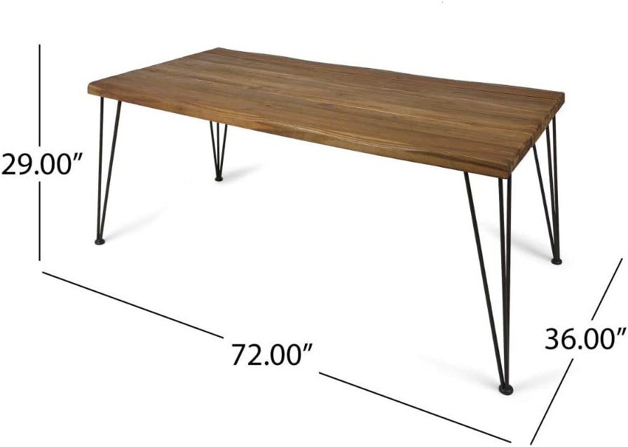 Christopher Knight Home Kama Patio Dining 72" Acacia Wood Rectangular Table and Gladys 62" Acacia Wood Outdoor Bench