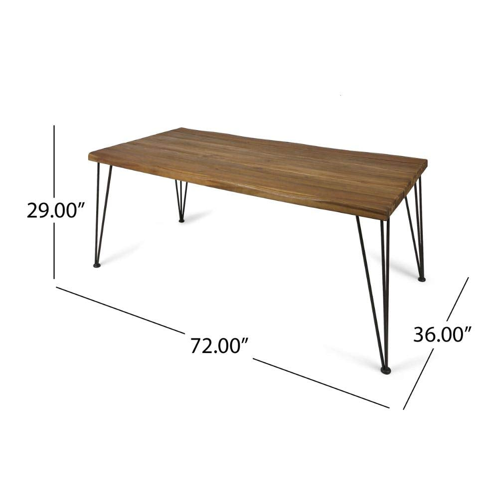 Christopher Knight Home Kama Patio Dining 72" Acacia Wood Rectangular Table and Gladys 62" Acacia Wood Outdoor Bench