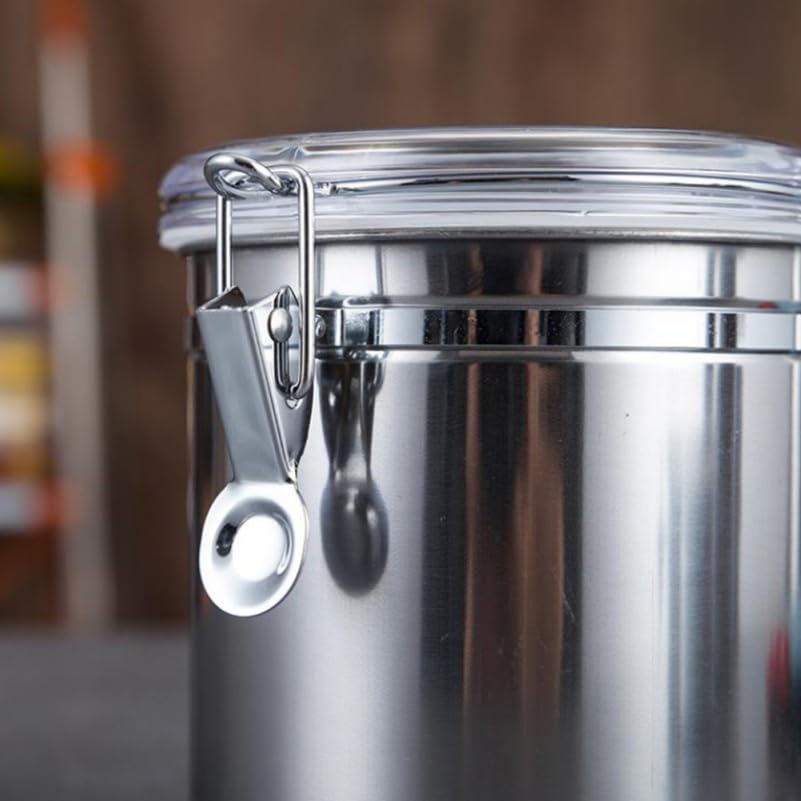 STOBAZA Stainless Steel Canisters for Kitchen, 65 Oz Airtight Food Storage Canister with Clear Lid, Metal Food Container for Sugar, Flour, Tea, Candy, Cookie, Spice