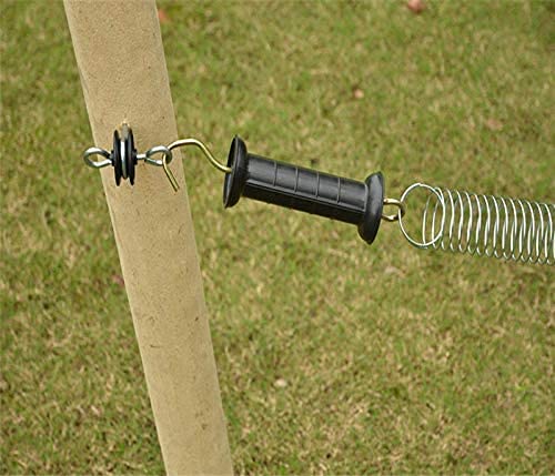 QMARK Electric Fence Gate Kit, Electric Fence Handle Set, Spring Gate Handle Set with 2 Tension Springs, 4 Corner Ends 2 Black Handles