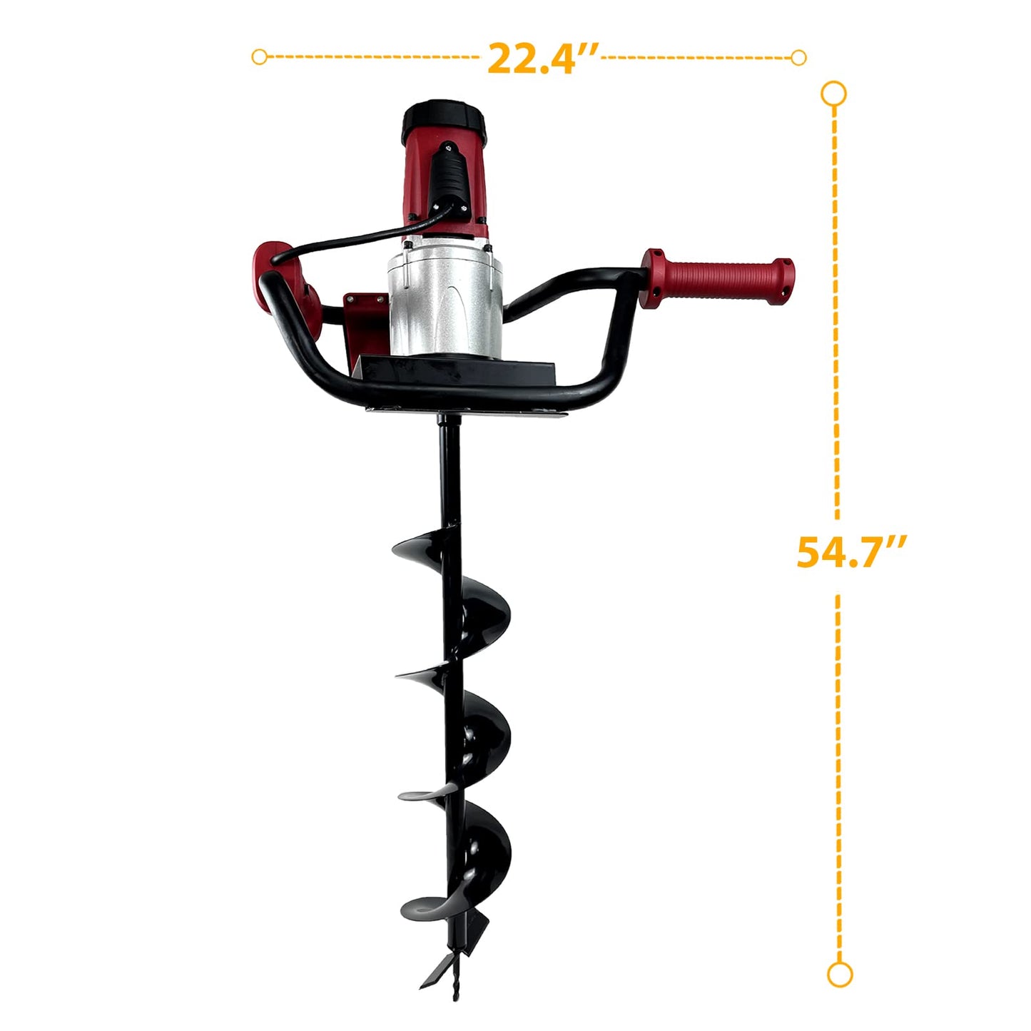 6-Inch & 4-inch Electric Post-Hole Digger with Storage Bag with 3pcs Auger Drill Bit Extension Set(8",12",20")