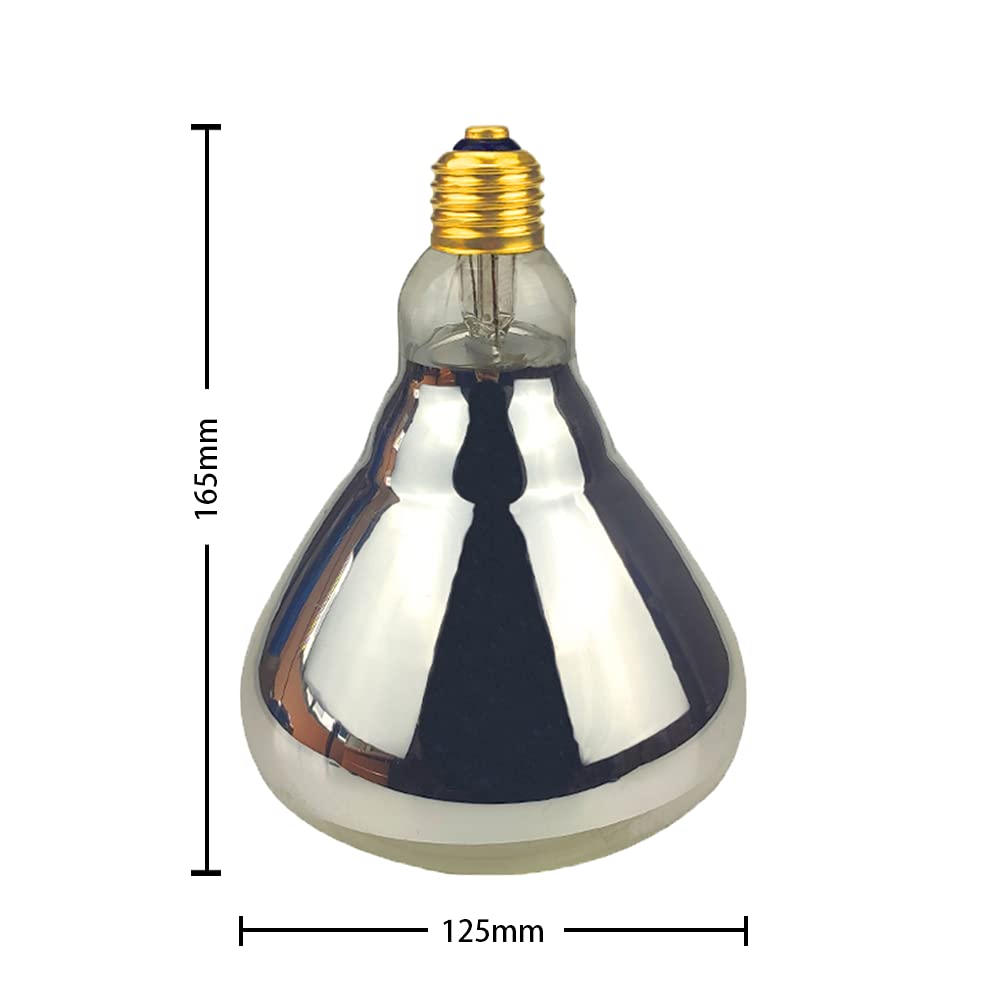 BONGBADA 2 Pack 125W Heat Lamp Clear Infrared Bulbs Glass Lamp Bulb for Food Service, Brooder Bulb, Chicks, Pet, Bathroom, Light Therapy Use E26 Base, Flood Light Heat Lamp
