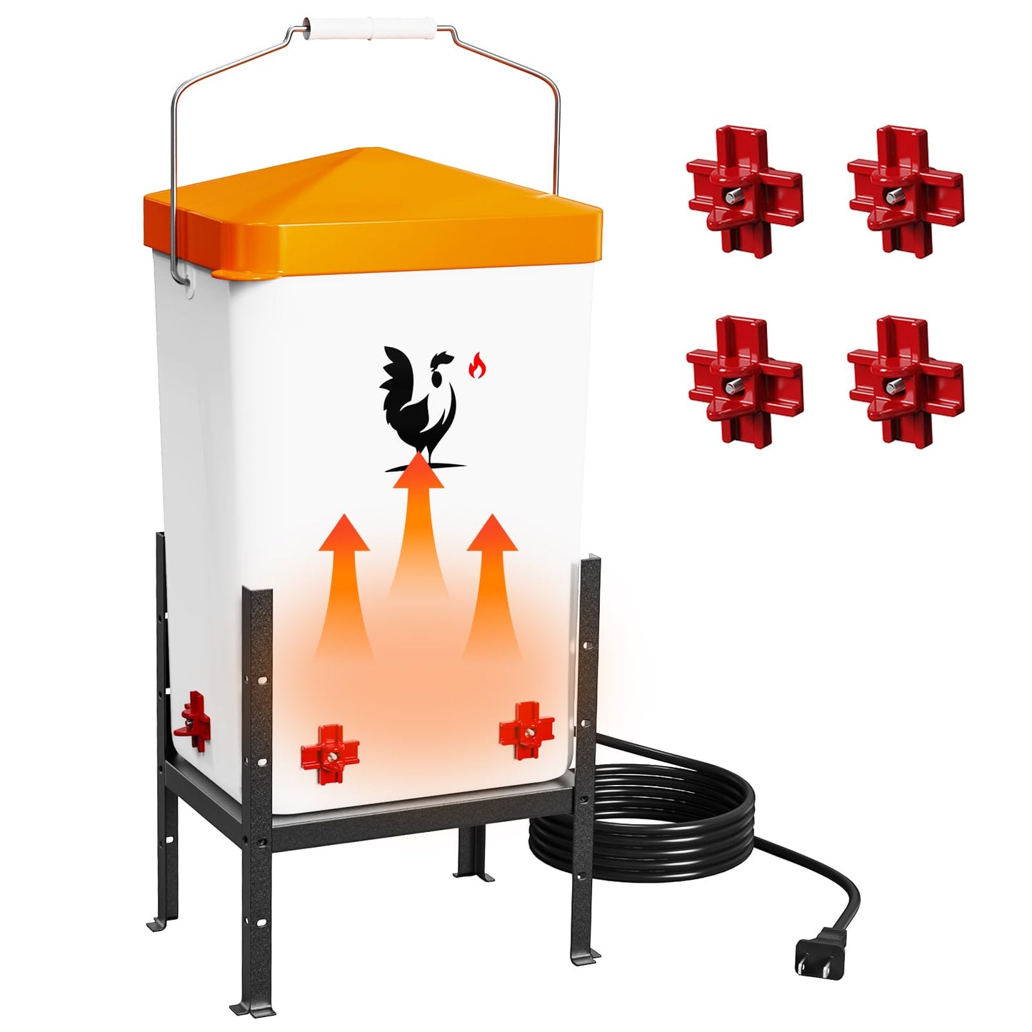 Heated Chicken Waterer, 3.2 Gallon Poultry Water Heater for Winter with 4 Horizontal Nipples, Thermostatically Controlled, 4 Adjustable Heights, Anti-Freezing Watering System for Coop Accessories