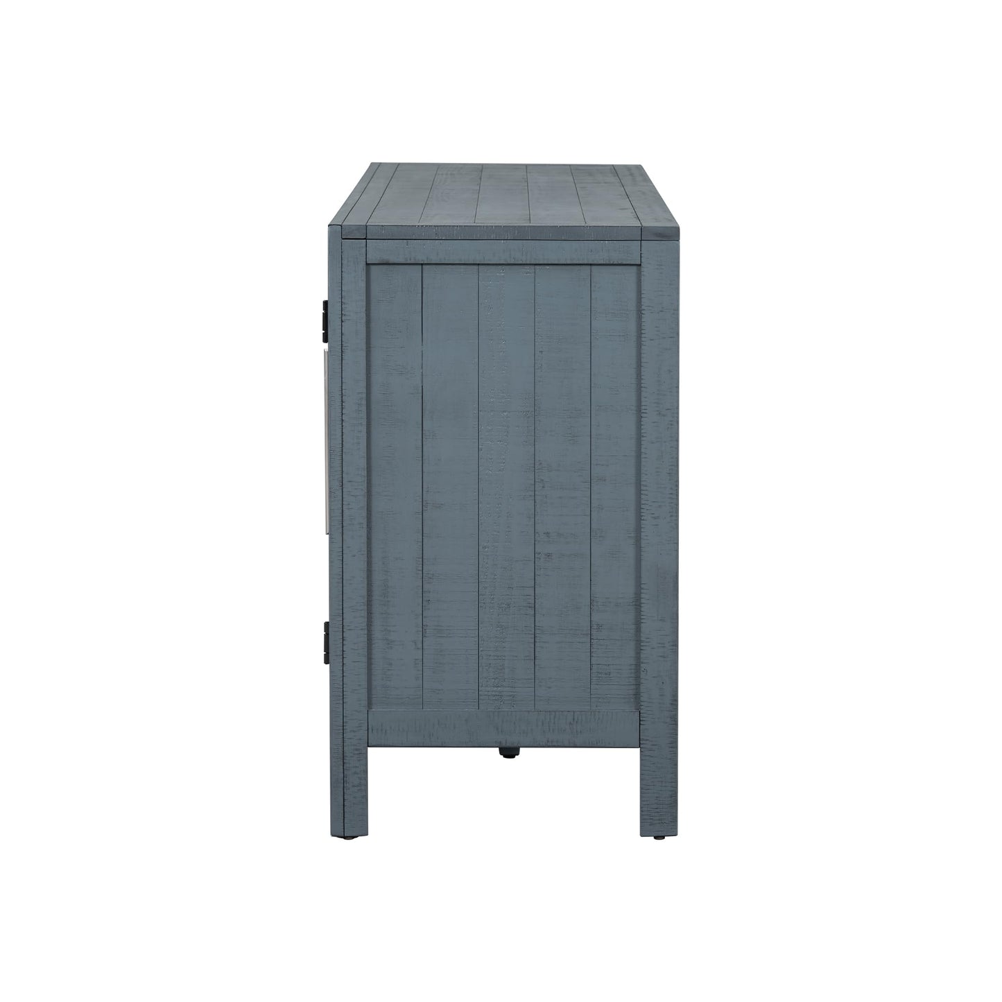 Merax Modern Rustic Wood Buffet Sideboard with Metal Handles, 3 Doors Coffee Bar Cabinet TV Stand for Bedroom Living Room Dinning Room Kitchen Navy Blue