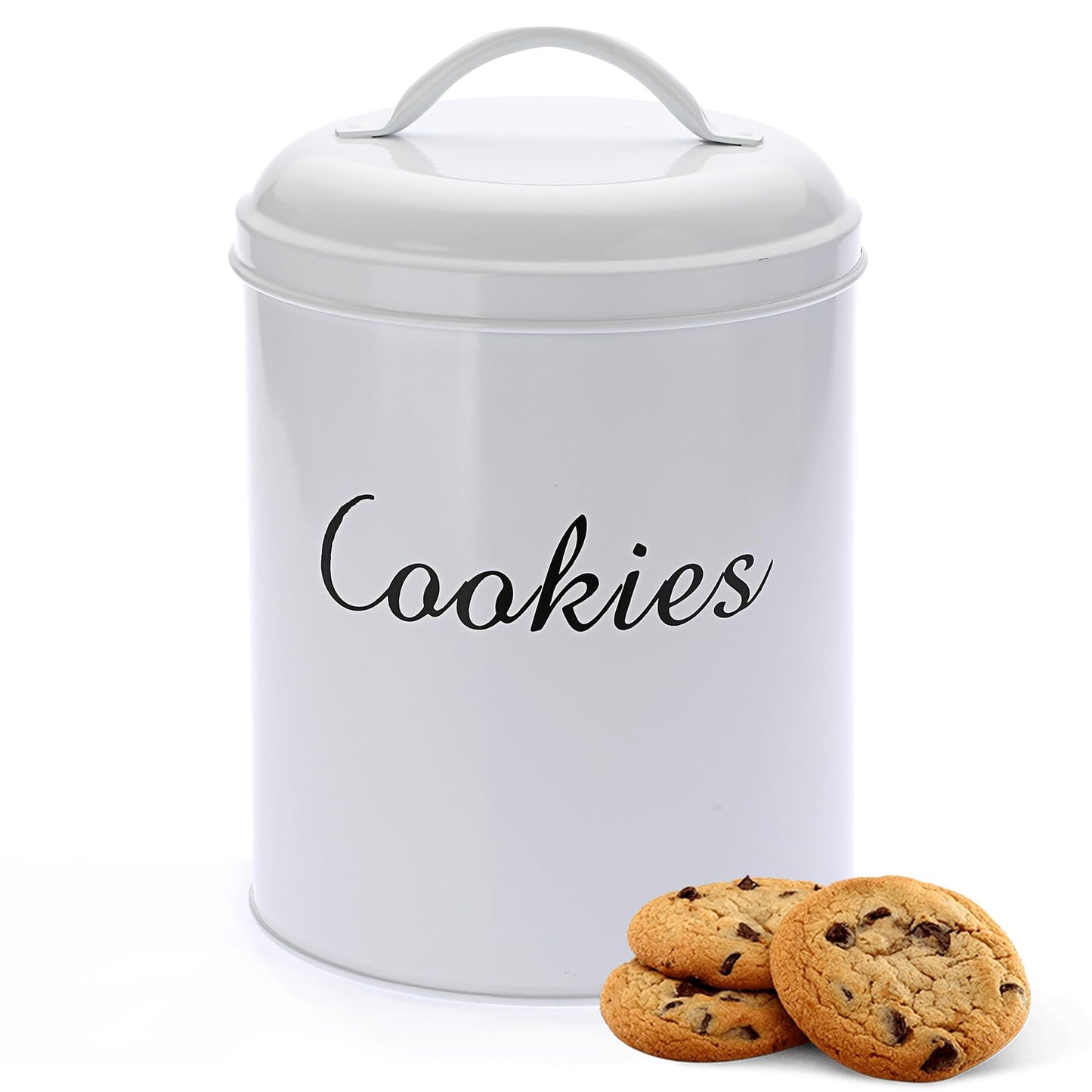 BSTKEY Large Cookie Tin, Airtight Cookie Snack Jars with Lid, Decorative Candy Canister, Baking Gift Tins Farmhouse Countertop Tinplate Box for Storing Patisseries, Puff Pastries Craft Supplies