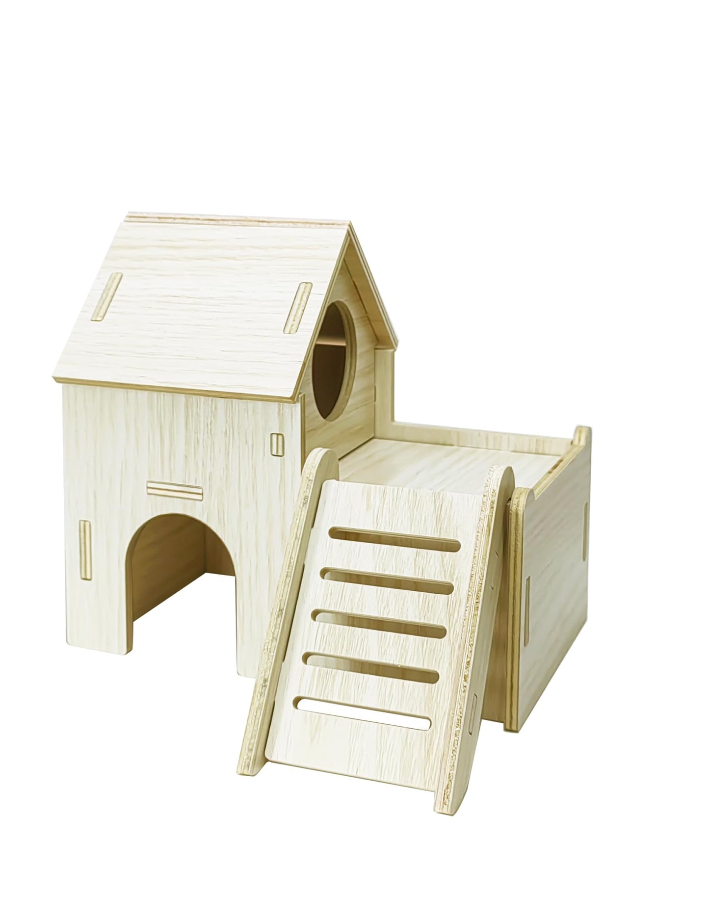 Sirvarni Hamster Hideout Cage Accessories - Hamster House and Habitat Wooden Hide Hut with Climbing Ladder and Platform for Dwarf Gerbils and Mouse Mice Rat Other Small Animals etc.