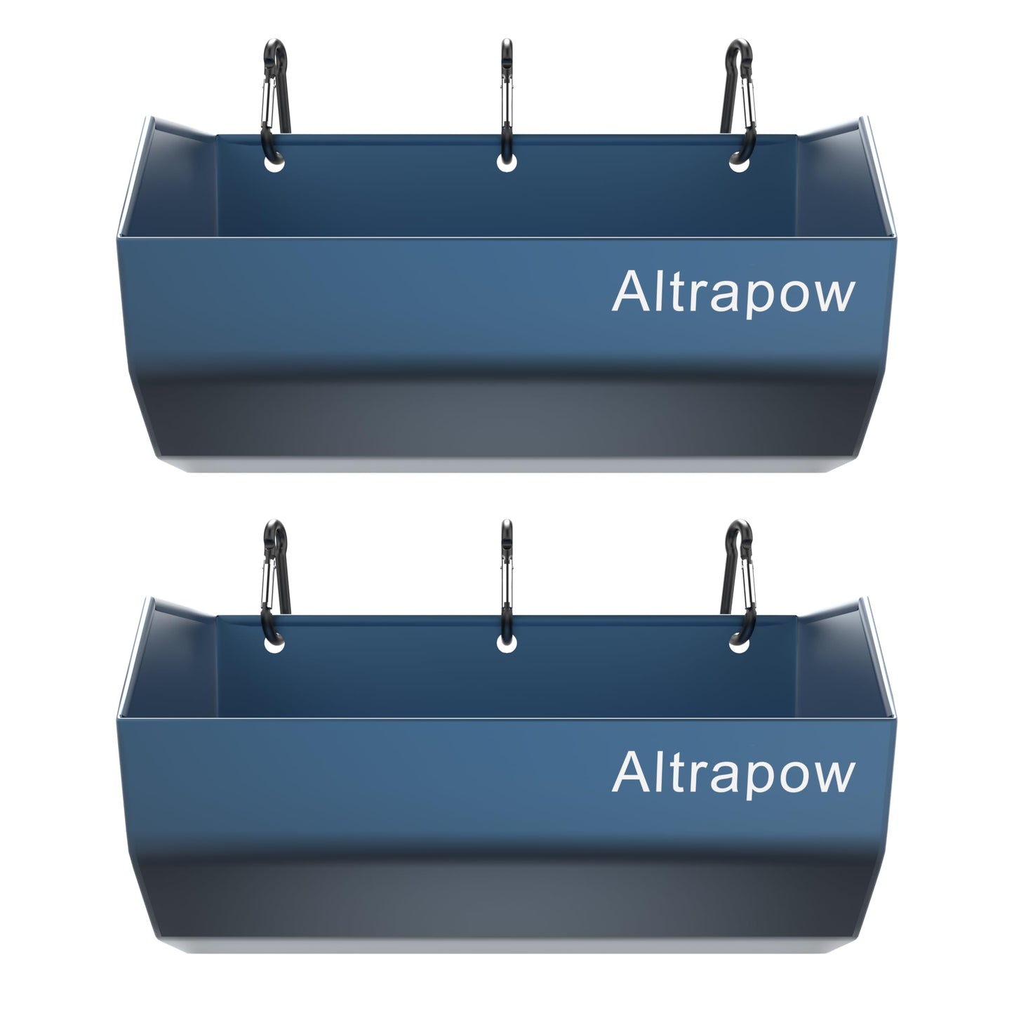 Altrapow 4.5 Quart Hanging Goat Feeder [Material of Metal] with Clips and Nylon Tie Wraps, Fence Feeder [Sturdy and Durable] for Goat, Pig and Dog, Blue, 2 Pack