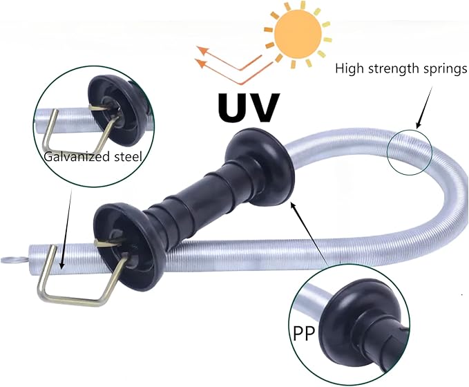 16.4 ft 2-Set Electric Fence Gate Kit - Spring Loaded Handles with Tension Spring, 2-Way Anchors & Screw-in Insulators for Livestock Farm Ranch Fencing