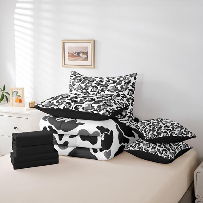 Feelyou Camo Comforter Set with Sheets 7 Piece Twin Size Camouflage Bedding Set for Kids Boys Girls Camo Monkey Bed in a Bag Hunting Room Decor Grey and Black Soft Lightweight Microfiber