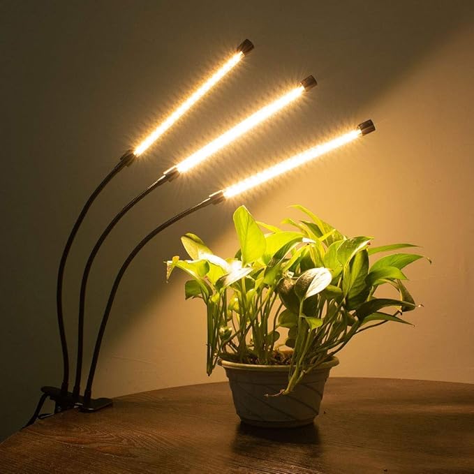 bseah Grow Light Plant Lights for Indoor Plants, Full Spectrum Led Growing Lamp with 3/9/12H Timer, Auto ON & Off, 10 Dimmable Lightness Clip-On Desk