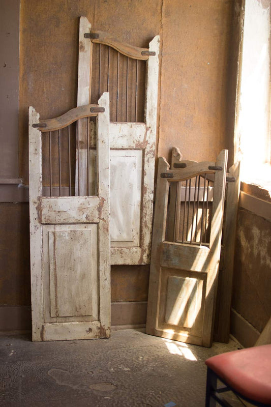 Kalalou NDA2284 Set of Two Repurposed Matching Wood and Saloon Doors, Natural, White