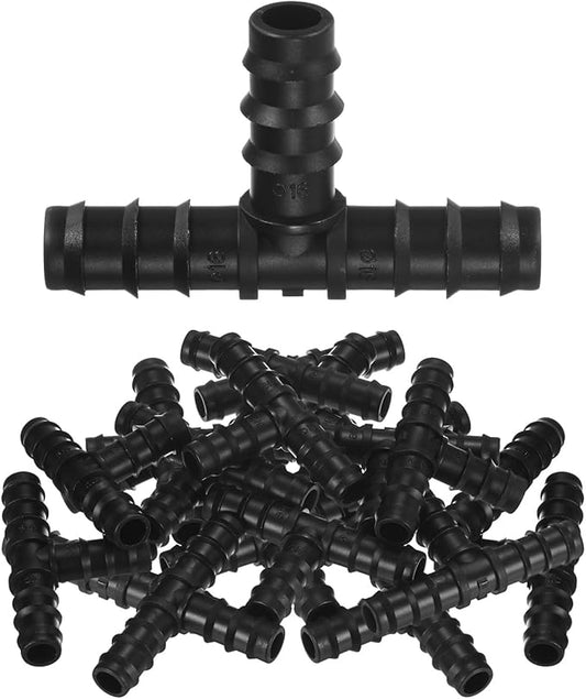 20-Pack Drip Irrigation Barbed Fittings, for 3/8 Inch Tees Tubing Connector Plastic Coupling Irrigation Parts for Garden/Greenhouse/Aquarium/Flower Pot, Drip Pipe Accessories