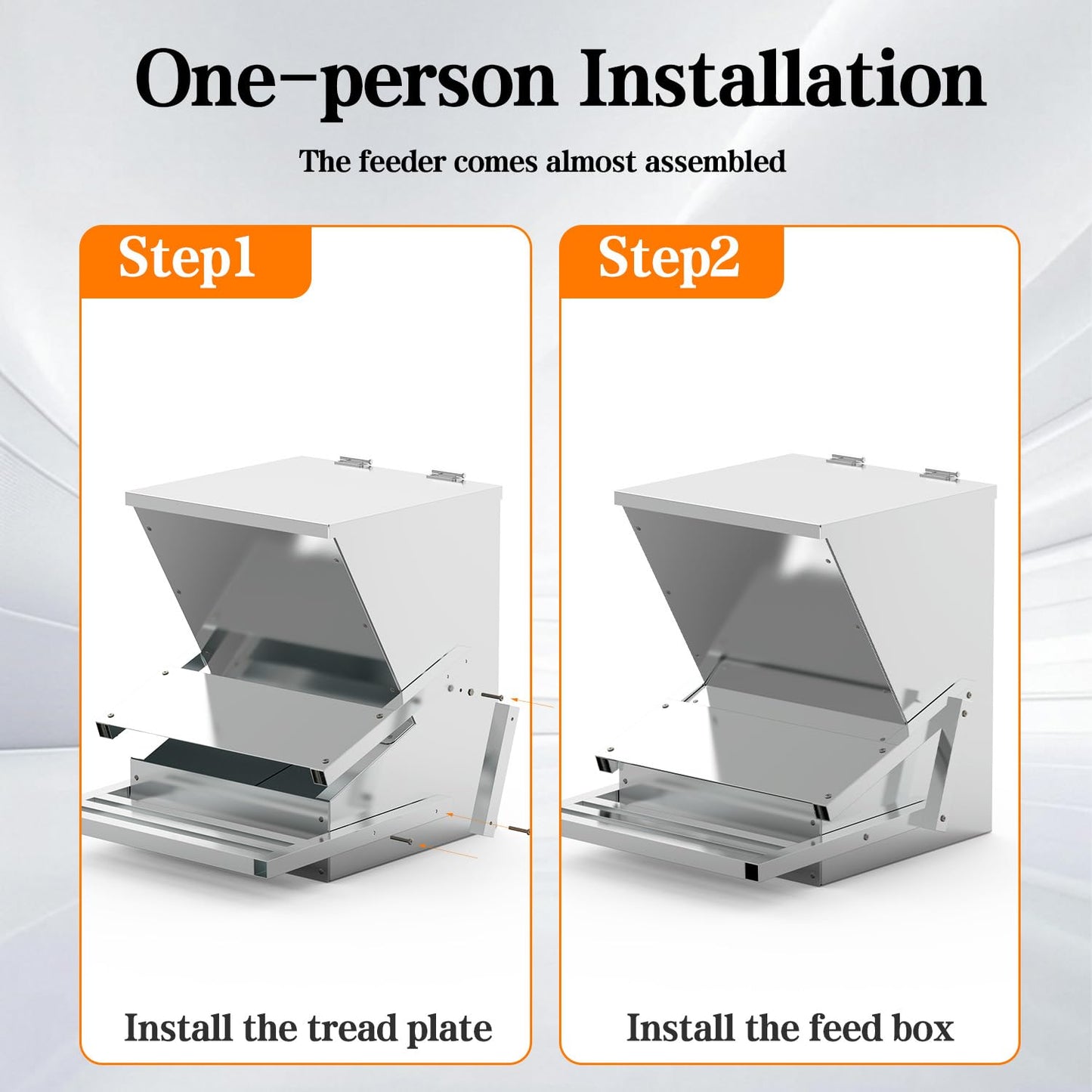 BUYYAH 40lb Automatic Metal Treadle Feeder, Sturdy Galvanized Steel Poultry Feeders, Automatic Chicken Feeder, Suitable for Chicken, Geese, Ducks, Turkeys and Quails