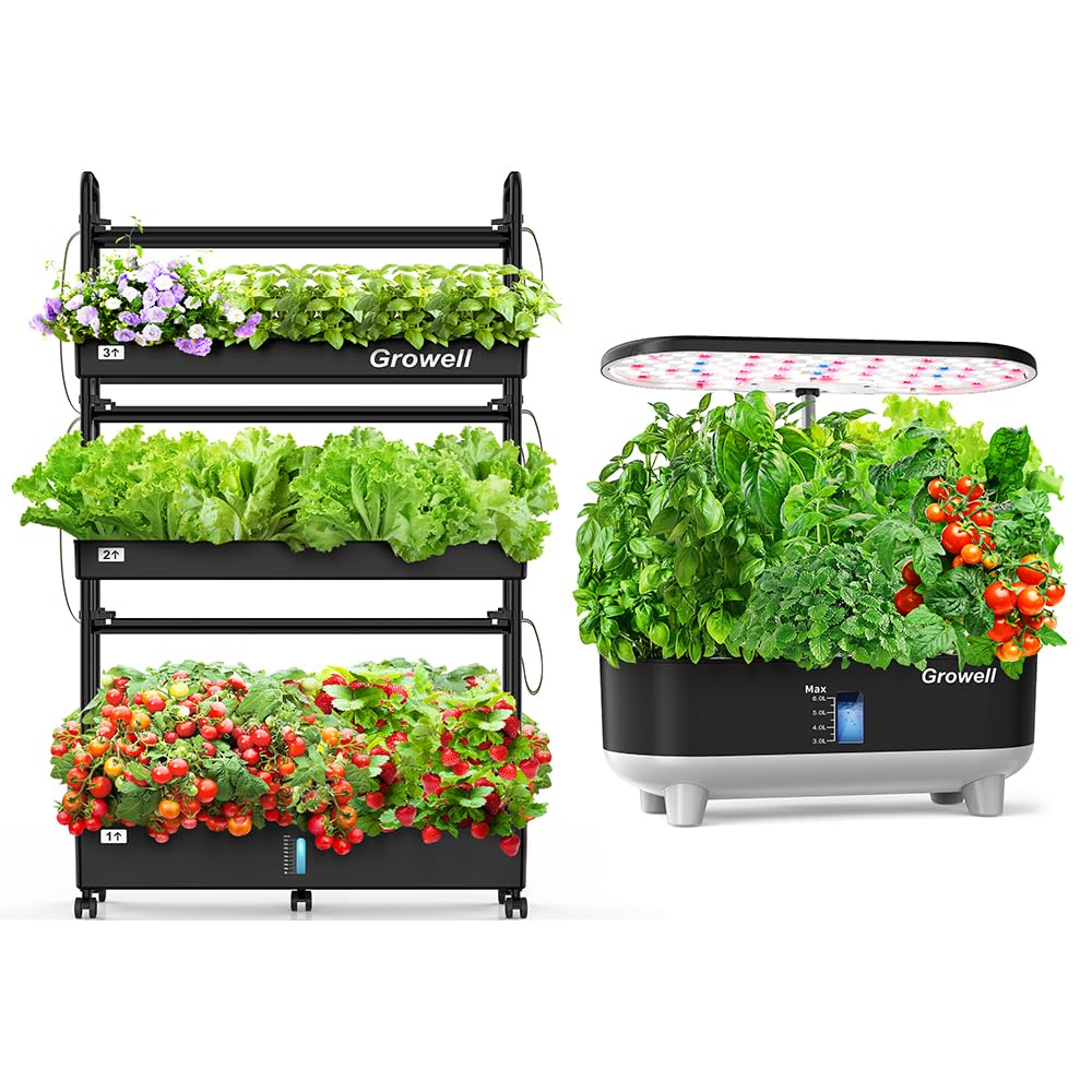 Growell 16 Pods Hydroponics Growing System Kit & 90 Pods Vertical Indoor Garden