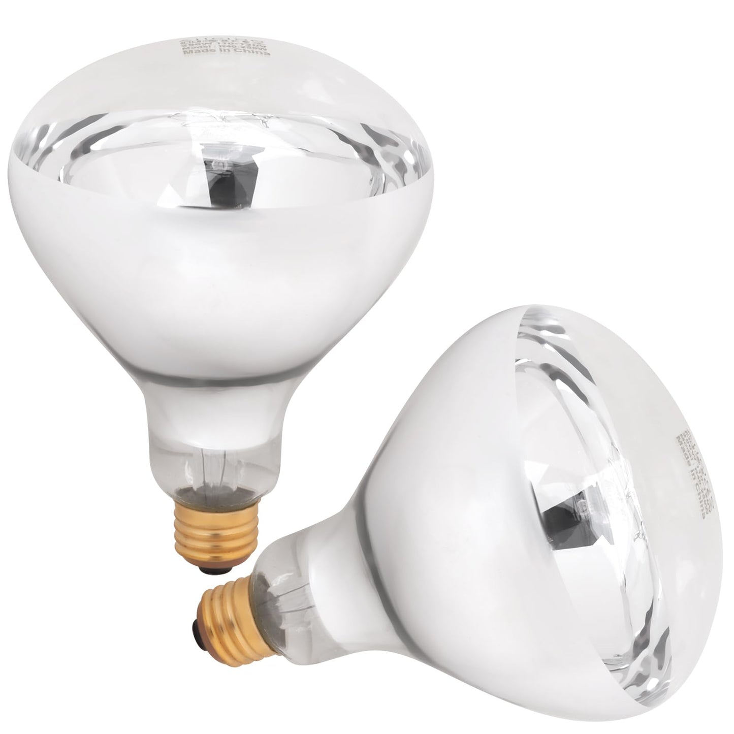 Aiicioo 250W R40 Clear Heat Lamp Bulb R40 Incandescent Heat lamp Bulb for Pets Flood Light Bulb for Chickens Clear Infrared Bath Light E26 Base 2 Pack