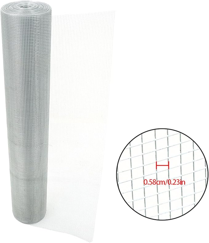 LABLT 48 in x 100 ft Hardware Cloth, 1/4 in Chicken Wire Fence for Chicken Coop Fences and Poultry Animal Netting (23 Gauge, Silver White)