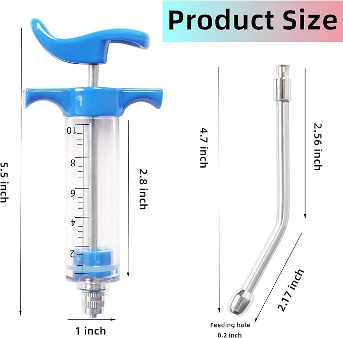 1 Pcs Goats Feed water filler, Drench Nozzle, Reusable, Adjustable Dosage, for Cattle, Sheep, Goats, Horse, Pig, Dog Supplies (Blue 10ml)