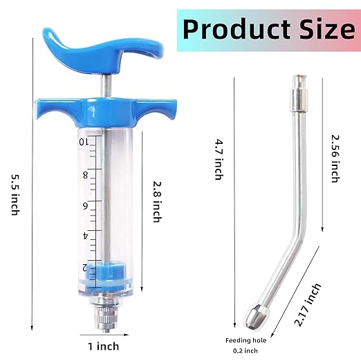 1 Pcs Goats Feed Water Distributor, Reusable, Drench Nozzle, Adjustable Dosage, for Goats, Sheep, Horse, Pig, Dog, Cattle, Cat Supplies (Blue 10ml)