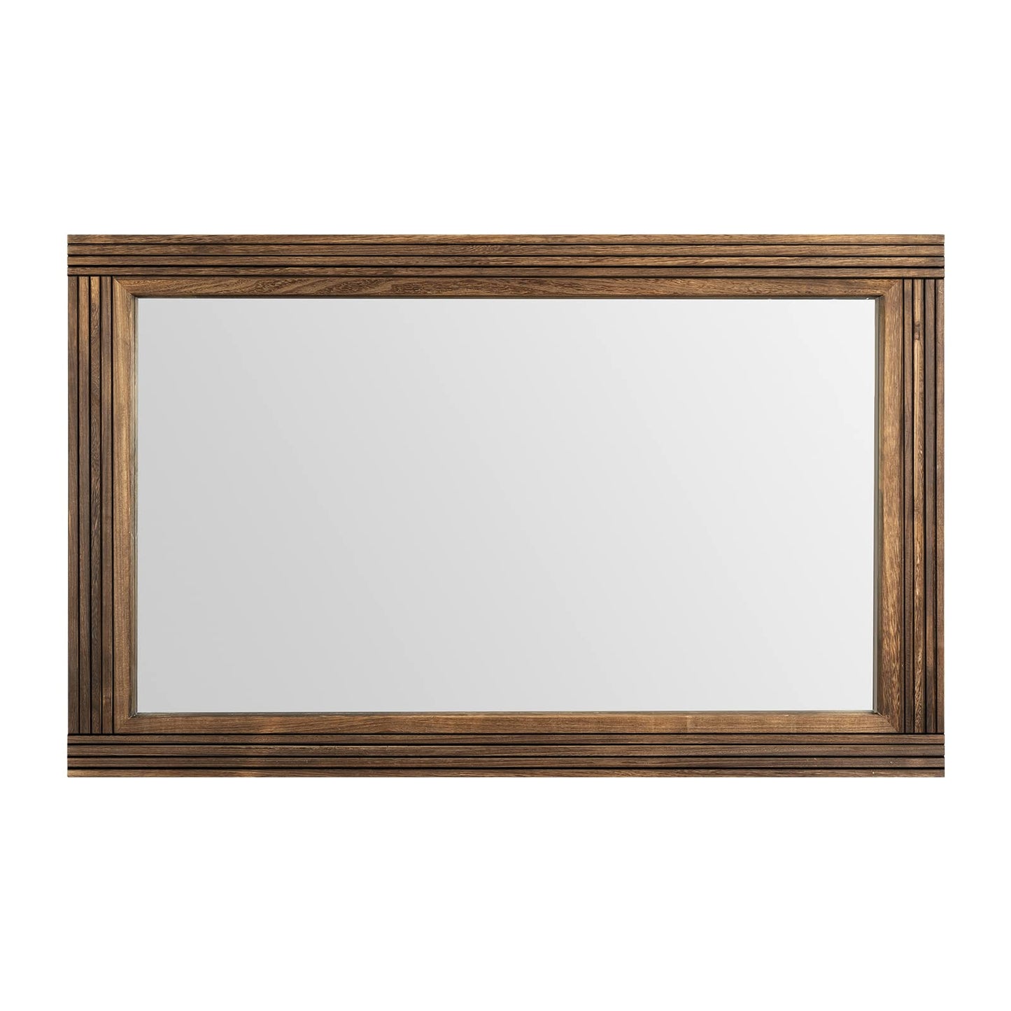 YOSHOOT Hand-Made Wooden Spliced Wall Mirror for Bathroom, Rustic Farmhouse Vanity Mirror, Décor Wall Art, Solid Wood Frame, Vertical or Horizontal Hanging, 60" x 36", Brown