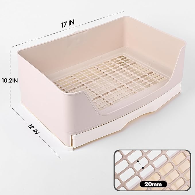 Large Rabbit Litter Box Bunny Potty Training Corner Litter Pan with Drawer Comes with Liners Rabbit Pee Pads, Small Animal Bedding Toilet for Adult Guinea Pig, Ferret, Hamster, Bunnies