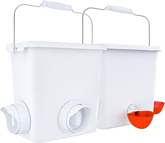 Large Automatic Chicken Feeder and Waterer Set Hanging Chicken Water Feeder Poultry Feed Bucket