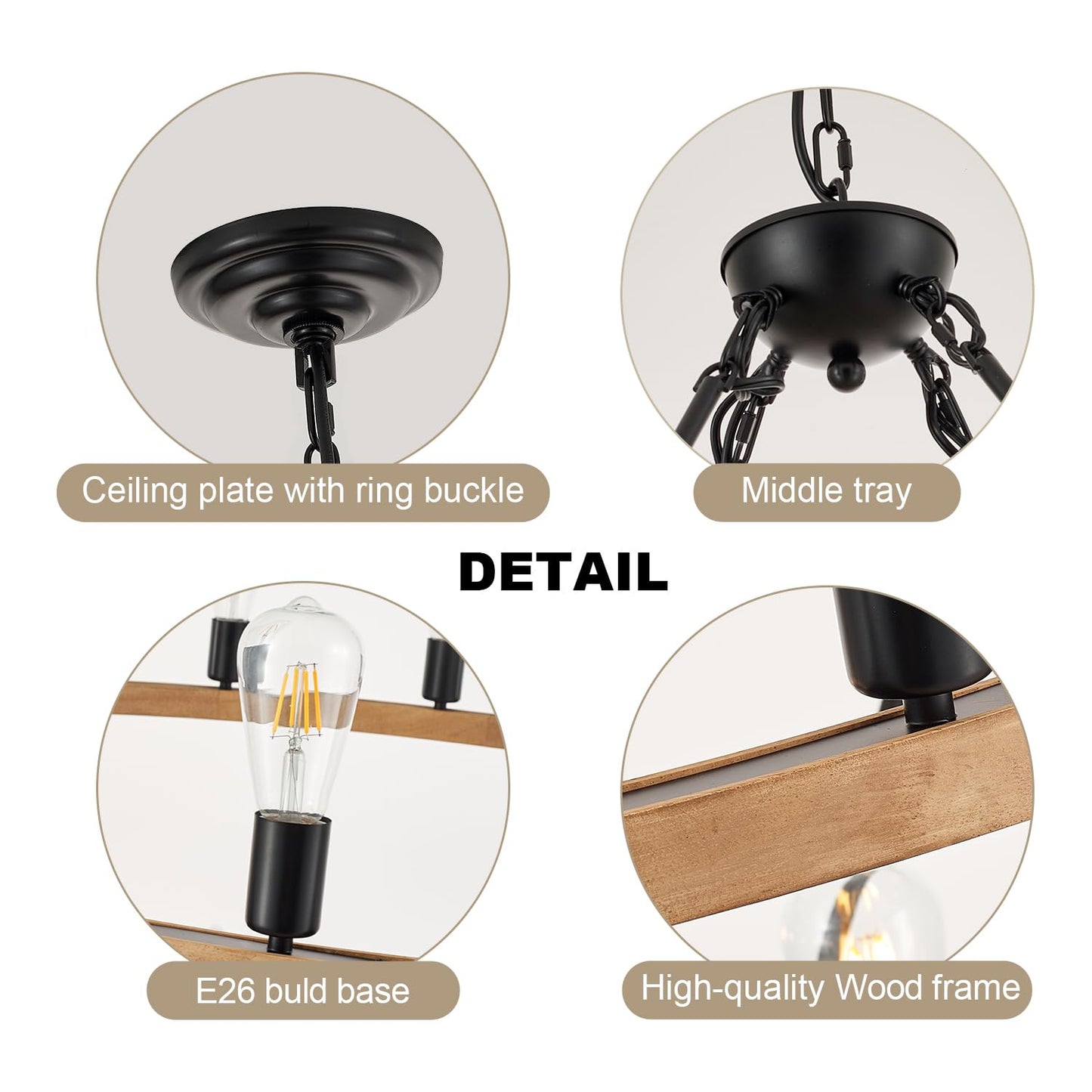 brfaixla 2-Tiers Natural Wagon Wheel Wood Chandelier Farmhouse 24-Light(16+8) 43.34’’, Black Metal Chandeliers 2-Story Rustic Light Fixtures for High Ceiling Living Dining Room Foyer