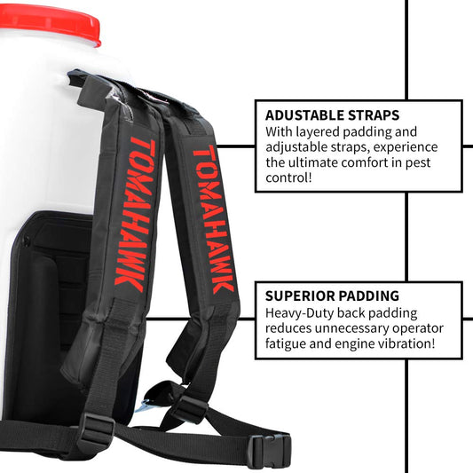 Tomahawk 5 Gallon Gas Power Backpack Sprayer 435 Pressure for Insecticide Fertilizer Bugs Weeds Mosquitoes and Ticks with Foundation Attachment